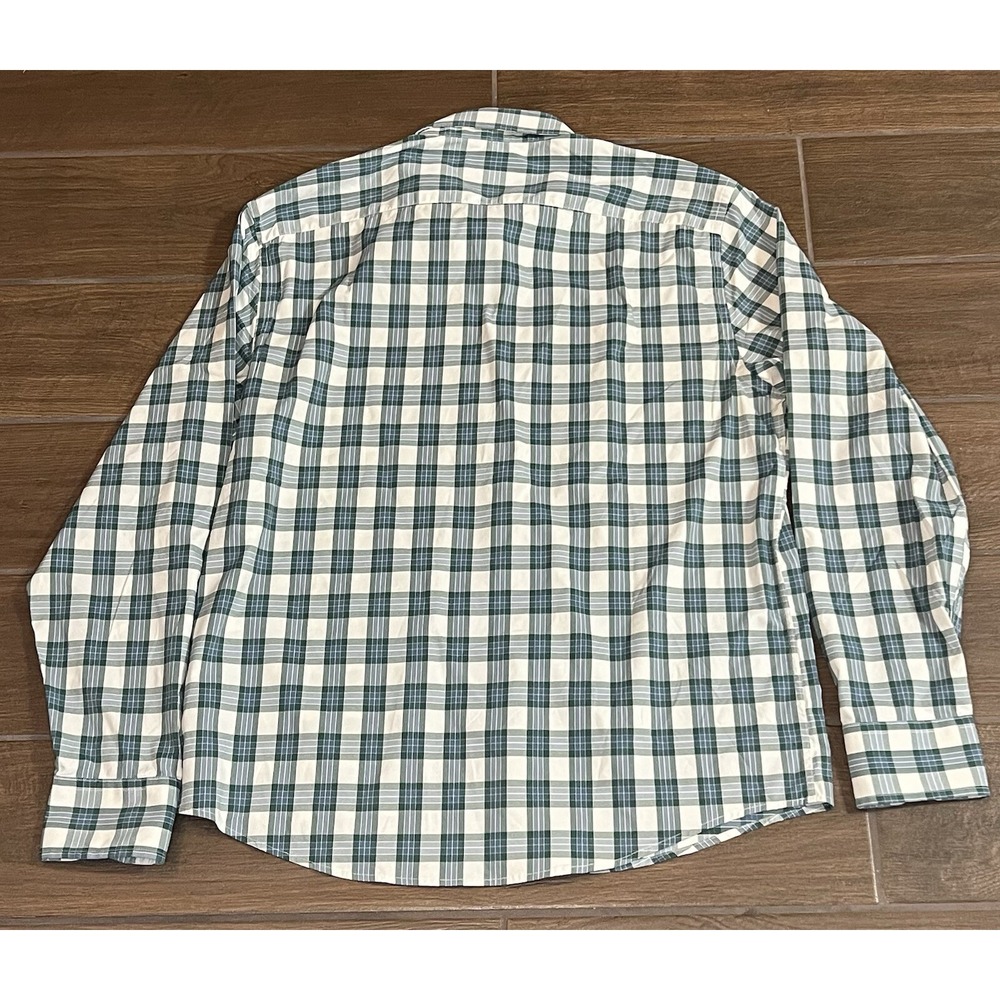 UnTuckit Men's Goutte Dor Plaid Green White  Long Sleeve Button Down Shirt Large - Picture 6 of 7